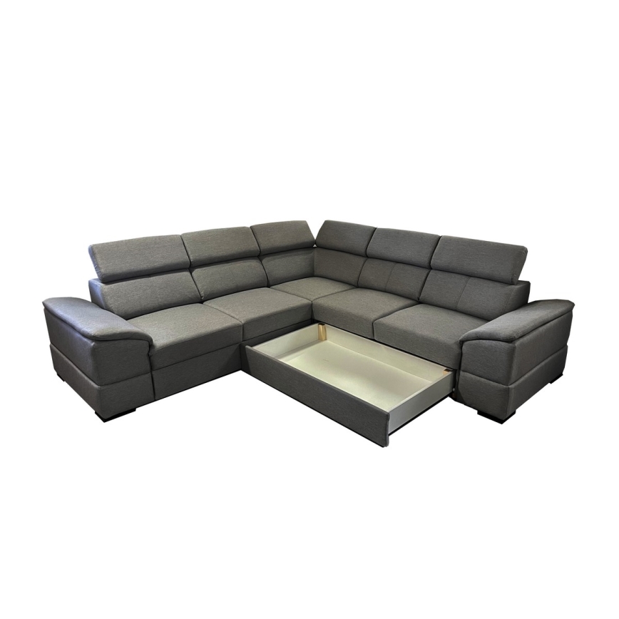 Beidseitig montierbares Ecksofa mit Schlaffunktion und Stauraum GRANADA dunkelgrau