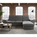 Universell montierbares, ausklappbares Ecksofa in L-Form mit Stauraum SALVADA, dunkelgrau