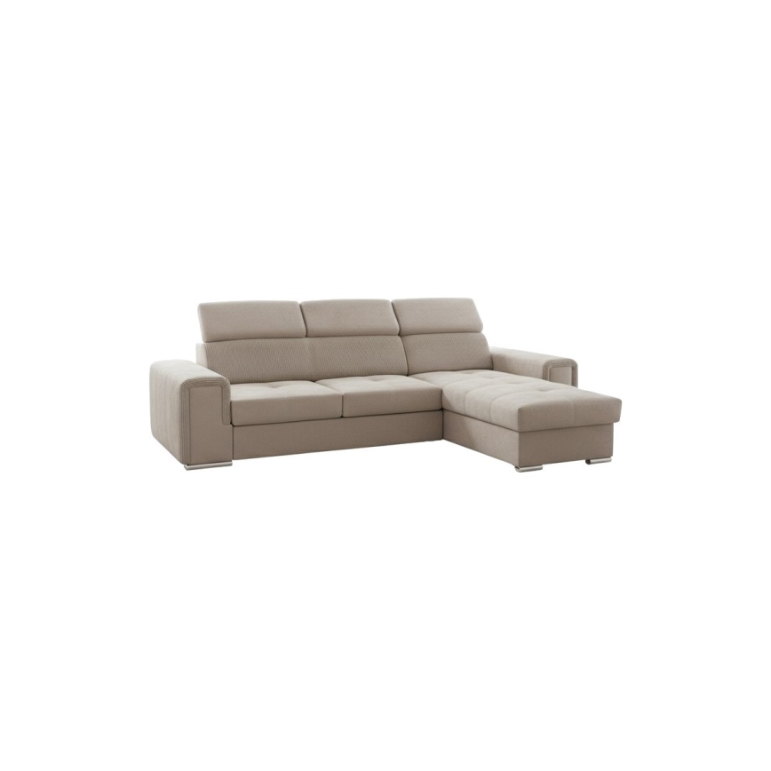 Universelles Ecksofa SALVADA in L-Form mit Schlaffunktion und Stauraum, Beige