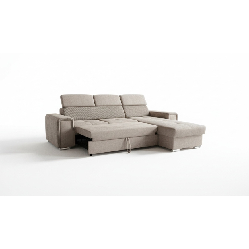 Universelles Ecksofa SALVADA in L-Form mit Schlaffunktion und Stauraum, Beige