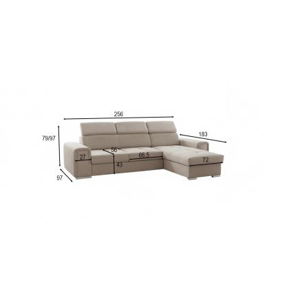 Universelles Ecksofa SALVADA in L-Form mit Schlaffunktion und Stauraum, Beige