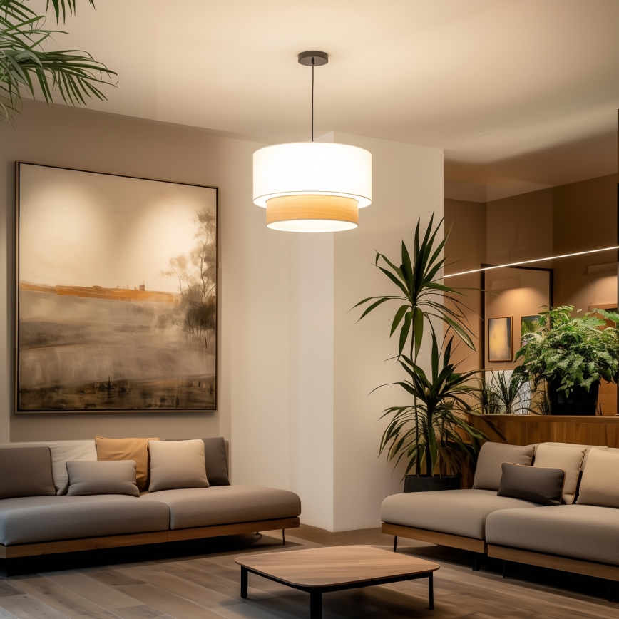 Universeller Lampenschirm KERIA Ø 50 cm weiß/braun