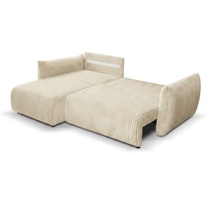 Universell ausziehbares Ecksofa mit Stauraum in L-Form FRIDA, cremefarben