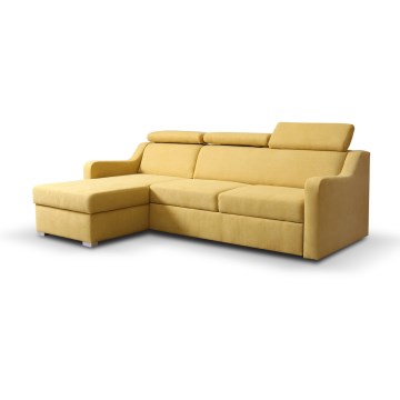 Universelles, ausklappbares Ecksofa PORTO mit Stauraum, gelb