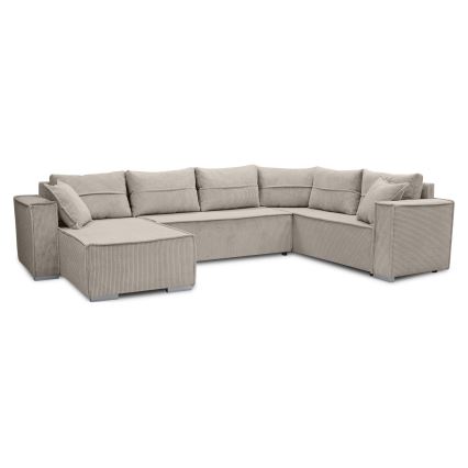 Universelles U‑förmiges Ecksofa mit Schlaffunktion LONDON, beige