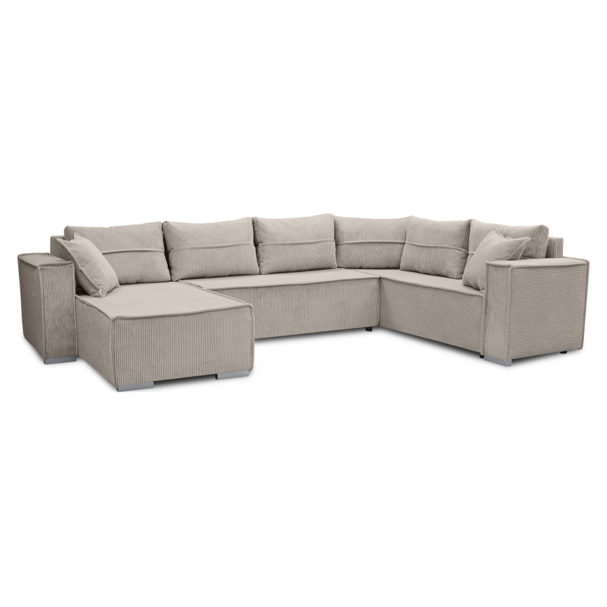 Universelles U‑förmiges Ecksofa mit Schlaffunktion LONDON, beige