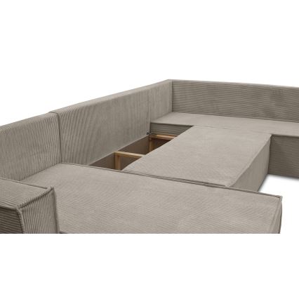 Universelles U‑förmiges Ecksofa mit Schlaffunktion LONDON, beige