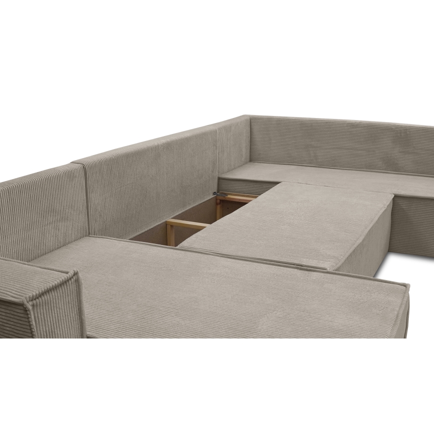Universelles U‑förmiges Ecksofa mit Schlaffunktion LONDON, beige