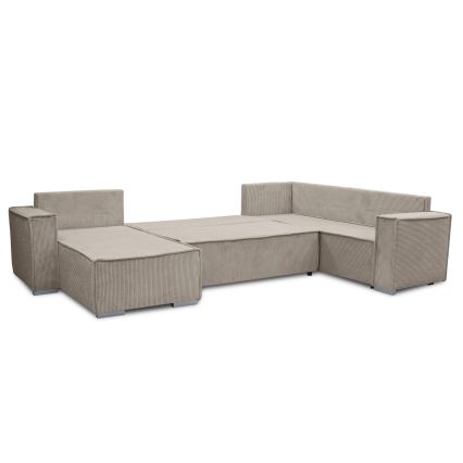 Universelles U‑förmiges Ecksofa mit Schlaffunktion LONDON, beige