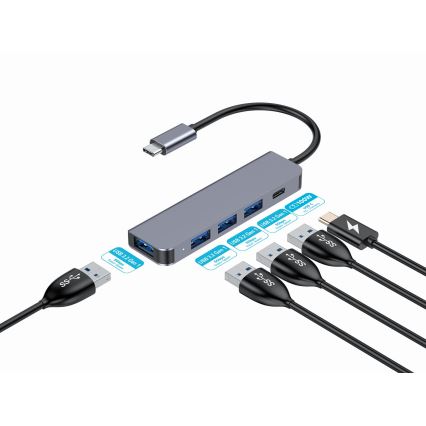 USB-C-Hub 5-in-1 mit Power Delivery 100 W