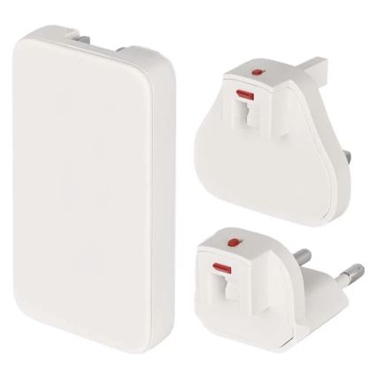 USB-GaN-Reiseadapter mit austauschbaren Steckaufsätzen, 100–250 V