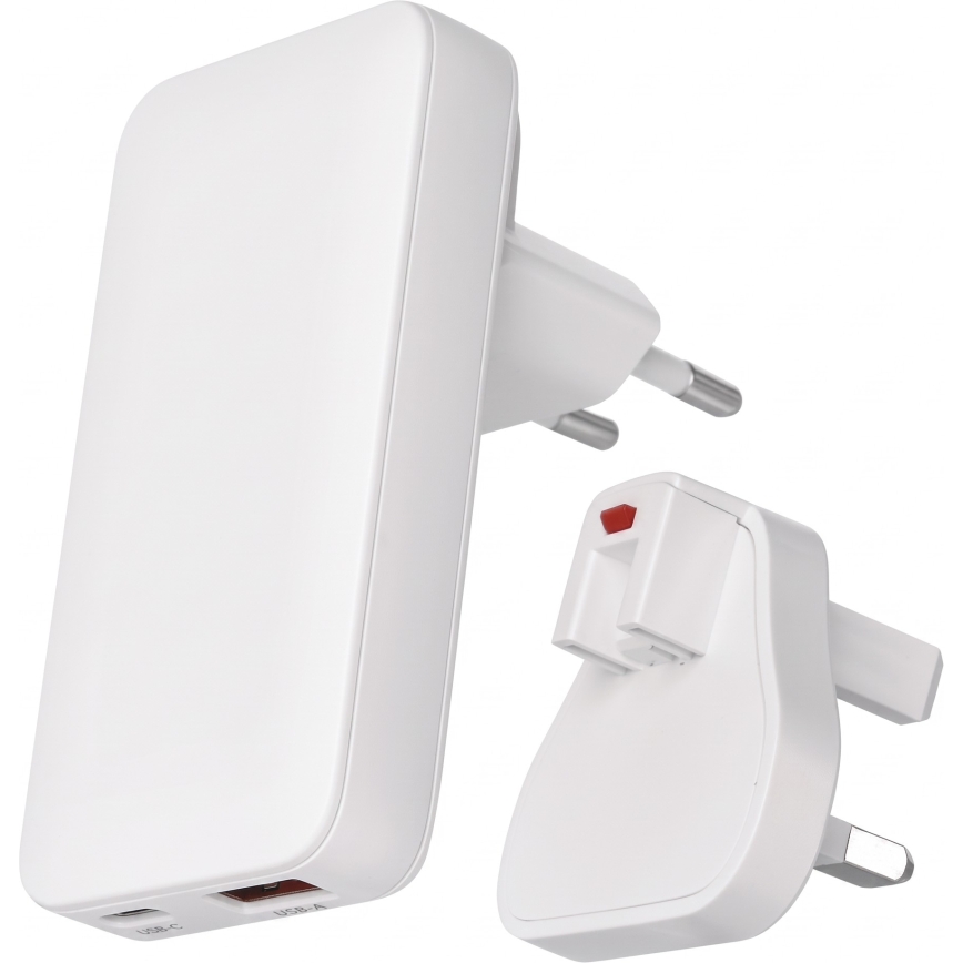 USB-GaN-Reiseadapter mit austauschbaren Steckaufsätzen, 100–250 V