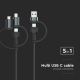 USB-Kabel USB-A/ USB Lightning / MicroUSB / USB-C Power Delivery 60W 1,2m schwarz