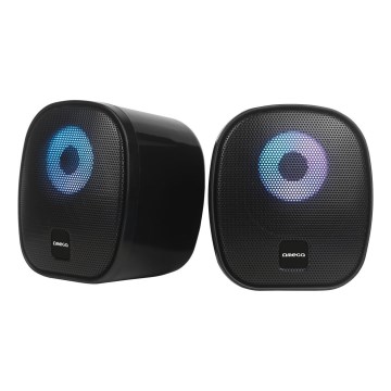 USB-Lautsprecher mit RGB-Hintergrundbeleuchtung 2x3W/5V schwarz