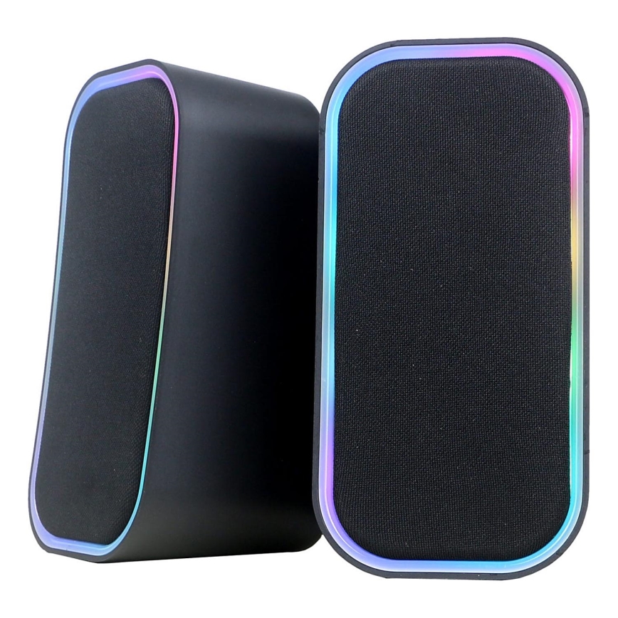 USB-Lautsprecher mit RGB-Hintergrundbeleuchtung 2x3W/5V schwarz