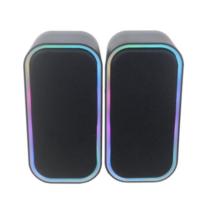 USB-Lautsprecher mit RGB-Hintergrundbeleuchtung 2x3W/5V schwarz