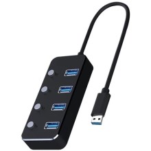 USB-Splitter mit Schalter 4xUSB-A 3.0 schwarz