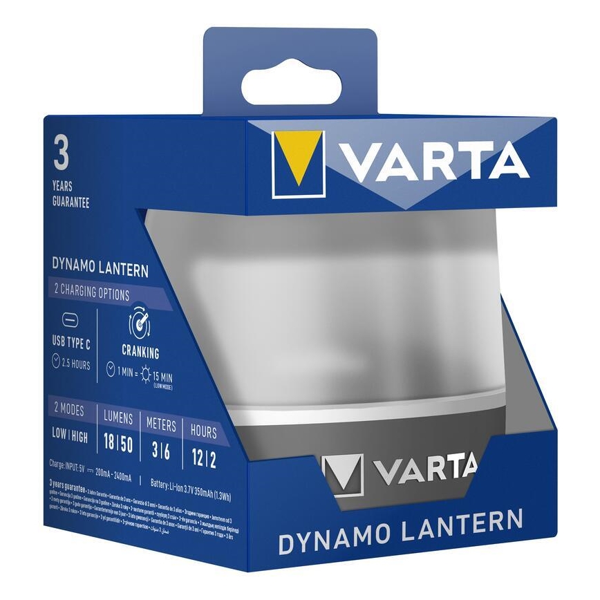 Varta 17670101111 - Aufladbare LED-Leuchte DYNAMO LANTERN LED/5V 350 mAhIP54