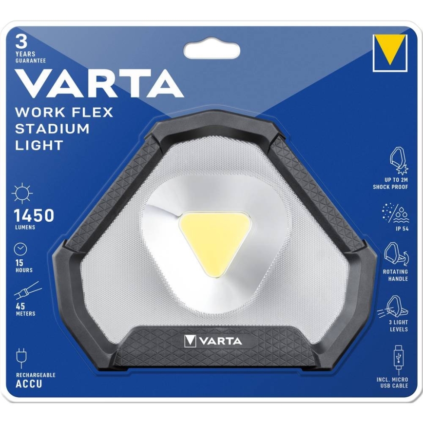 Varta 18647101401 - Tragbare LED-Arbeitsleuchte WORK FLEX LED/12W/5V 5200 mAh IP54