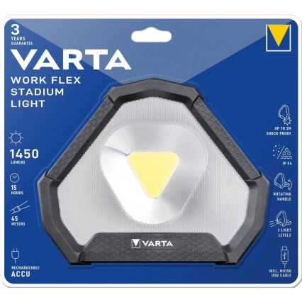 Varta 18647101401 - LED Tragbare Taschenlampe WORK FLEX LED/12W/5V 5200mAh IP54
