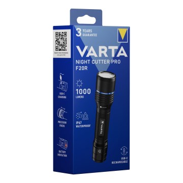 Varta 18920101111 - Aufladbare LED-Taschenlampe NIGHT CUTTER PRO F20R LED/USB IP67