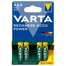 Varta 5703301494 - 3+1 Stück Wiederaufladbare Batterien ACCU AAA Ni-MH/1000mAh/1,2V