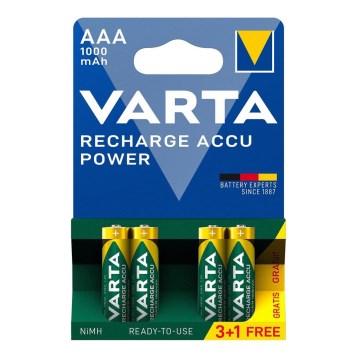 Varta 5703301494 - 3+1 Stück Wiederaufladbare Batterien ACCU AAA Ni-MH/1000mAh/1,2V