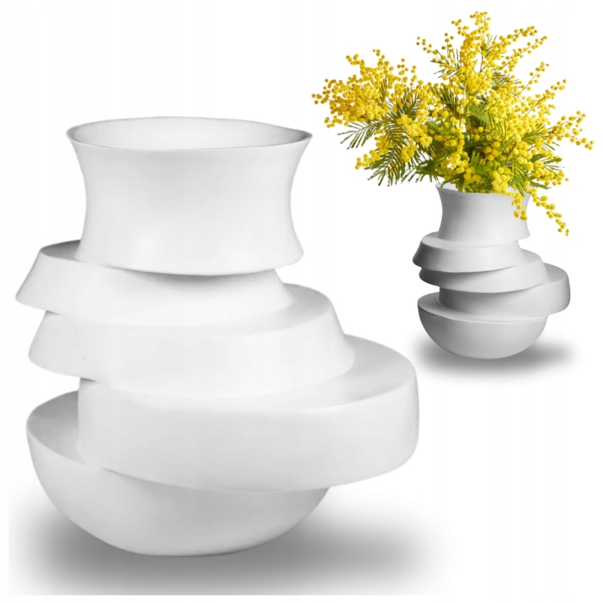 Vase 38 x 33 x 36 cm, aus Harz, weiß