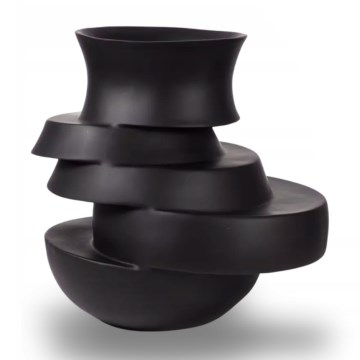 Vase 38x33x36 cm Harz/matt schwarz