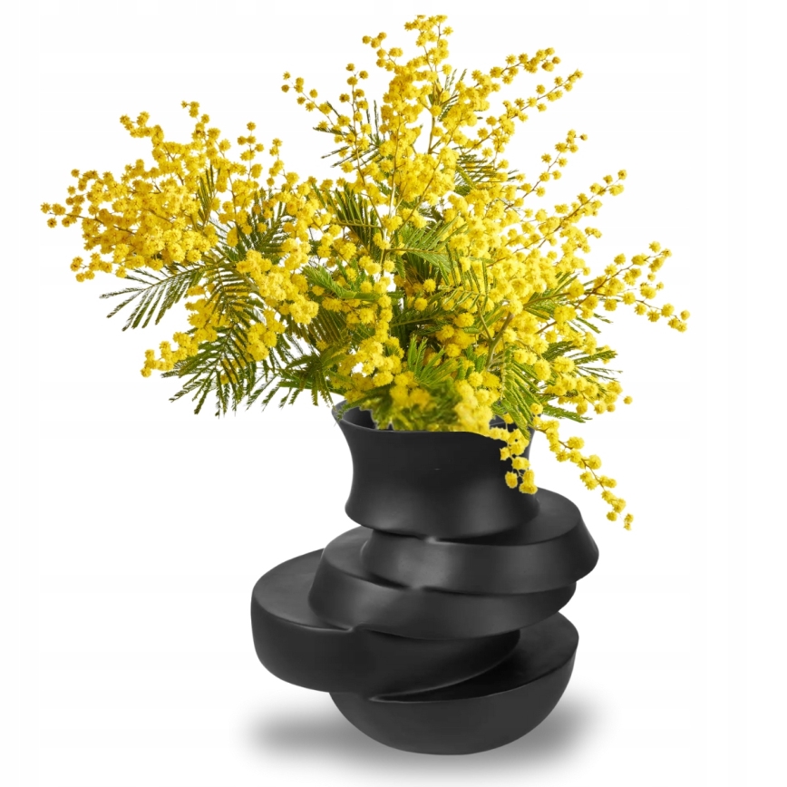 Vase 38x33x36 cm Harz/matt schwarz