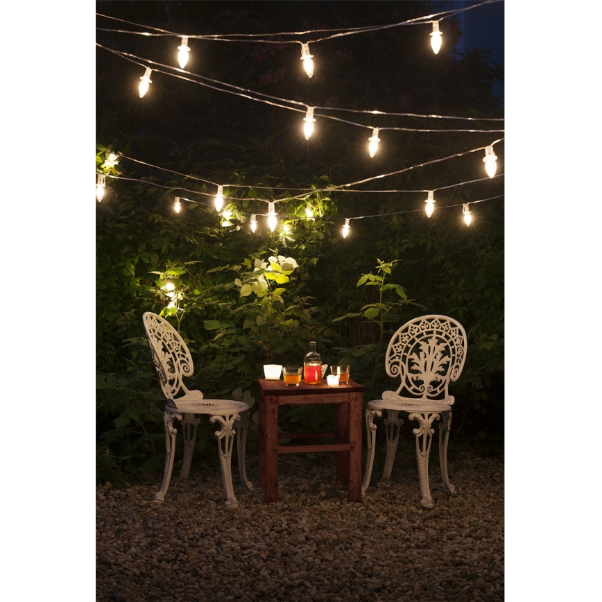 Verlängerung LED-Outdoor Weihnachtslichterkette CONE FILAMENT 20xE10 14m klar/warmweiβ IP44, Made in the EU