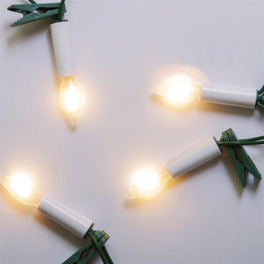 Verlängerung LED-Outdoor Weihnachtslichterkette FELICIA FILAMENT 20xE10 14m klar/warmweiβ IP44, Made in the EU
