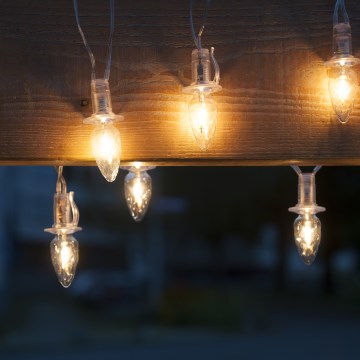 Verlängerung LED-Outdoor Weihnachtslichterkette CONE FILAMENT 20xE10 14m klar/warmweiβ IP44, Made in the EU