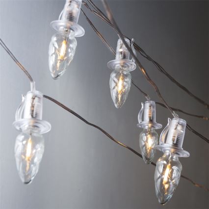 Erweiterbare LED-Außenlichterkette CONE FILAMENT 20×E10 14 m klar/warmweiß IP44, Hergestellt in Tschechien