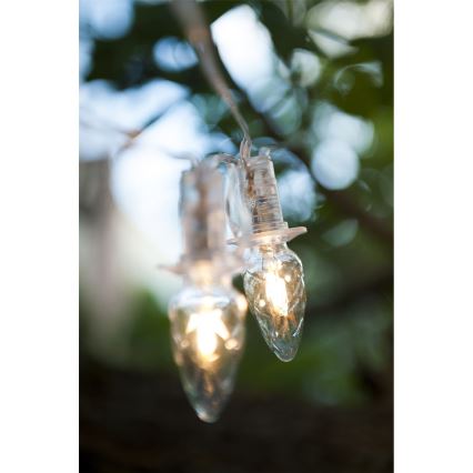 Erweiterbare LED-Außenlichterkette CONE FILAMENT 20×E10 14 m klar/warmweiß IP44, Hergestellt in Tschechien