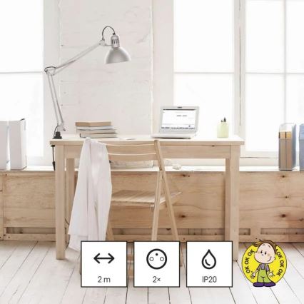 Verlängerungskabel 2 Steckdosen + 2x USB-A + USB-C 1,4 m