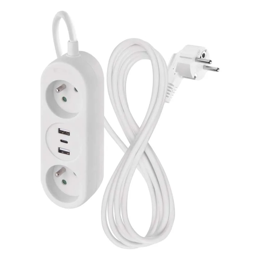 Verlängerungskabel 2 Steckdosen + 2x USB-A + USB-C 1,4 m