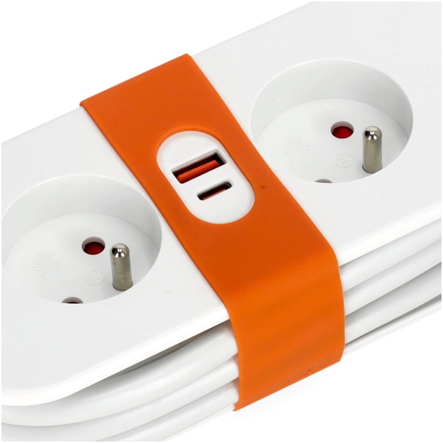 Verlängerungskabel 2Z + 2xUSB 1,4 m weiß