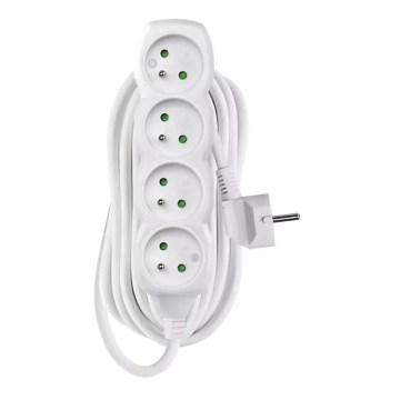 Verlängerungskabel 4-fach 7 m Weiß