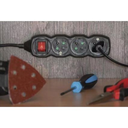 Verlängerungskabel mit Schalter 4-fach 5m schwarz
