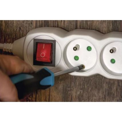 Verlängerungskabel mit Schalter 5-polig 7 m Weiß