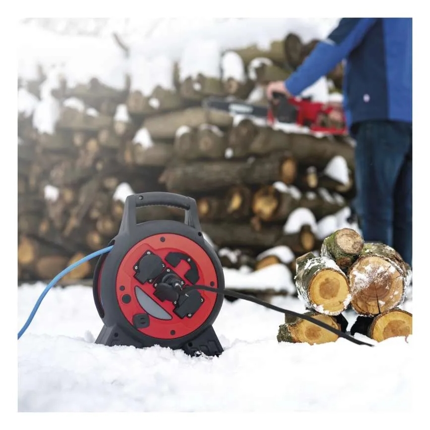 Verlängerungskabel auf Kabeltrommel 3x 20m rot/schwarz IP44