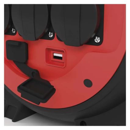 Verlängerungskabel auf Kabeltrommel 3x 20m rot/schwarz IP44