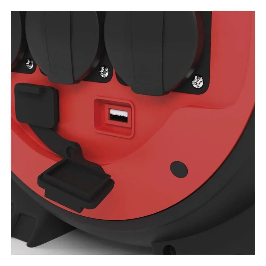 Verlängerungskabel auf Kabeltrommel 3x 20m rot/schwarz IP44