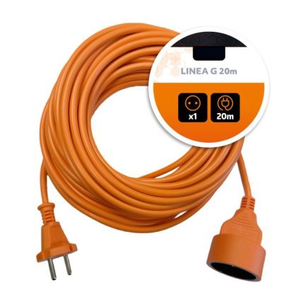 Verlängerungskabel LINEA G, 1-fach, 20 m, orange