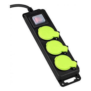 Verlängerungskabel mit Schalter, 3-fach, 10m, IP44