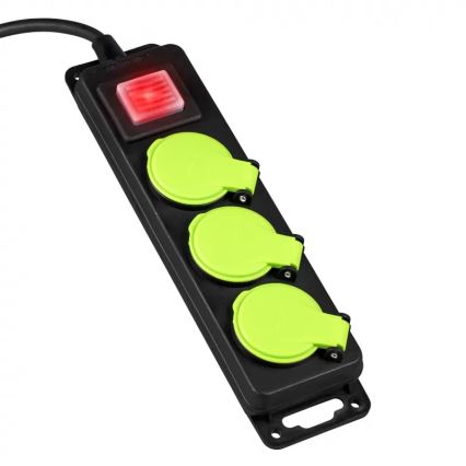 Verlängerungskabel mit Schalter, 3-fach, 3 m, IP44