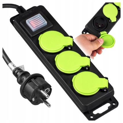 Verlängerungskabel mit Schalter, 3 Steckdosen, 20 m, IP44