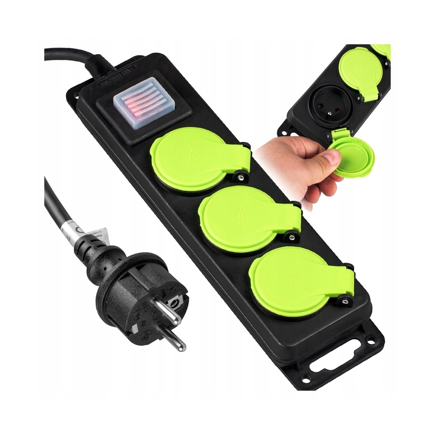 Verlängerungskabel mit Schalter, 3 Steckdosen, 20 m, IP44