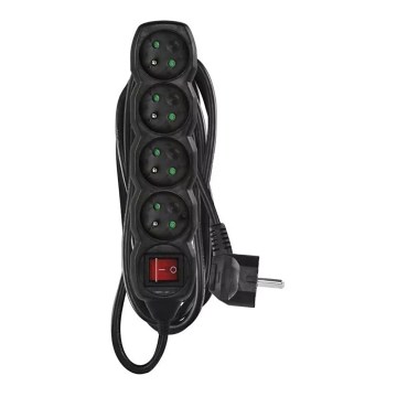 Verlängerungskabel mit Schalter 4-fach 5m schwarz